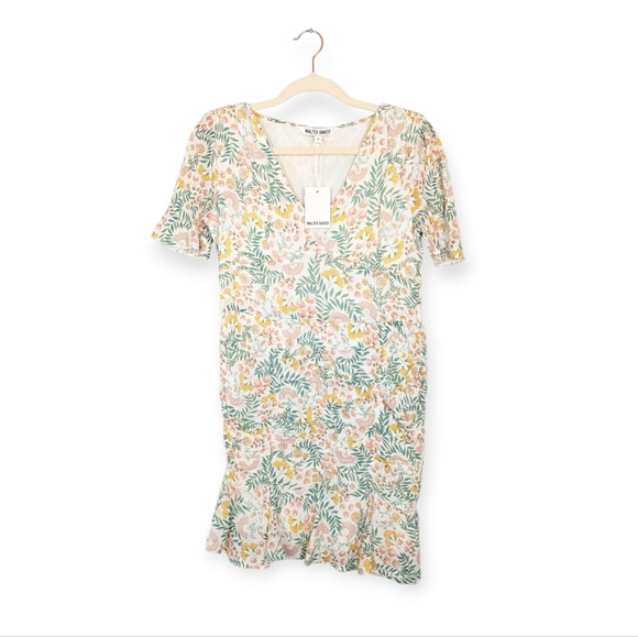 NWT Walter Baker Ecru Josie Floral Print Cotton Mini Dress Size 6 - Picture 1 of 9